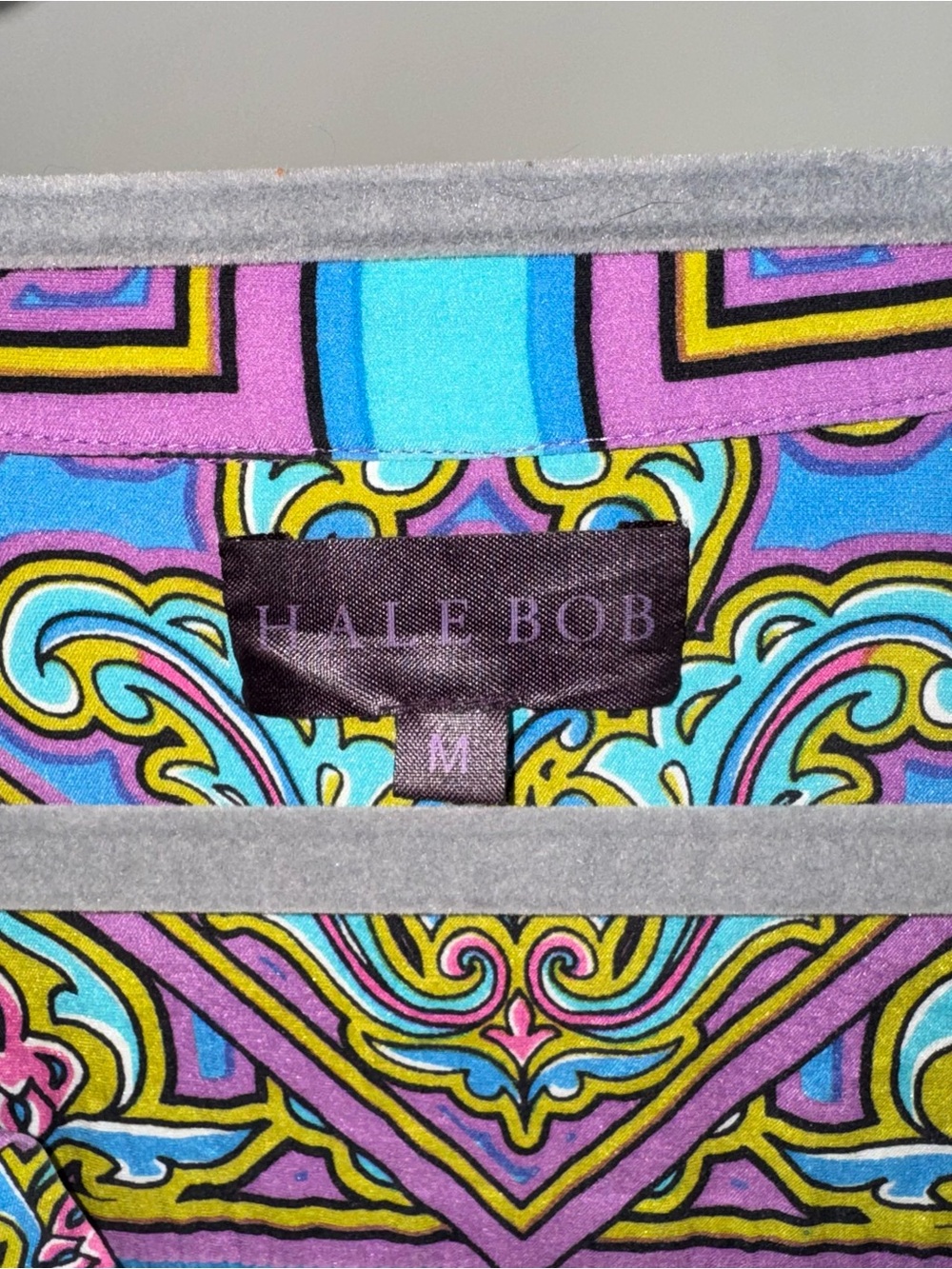 Hale Bob Turquoise Blue Paisley-Print Long Sleeve Top - Picture 3 of 6